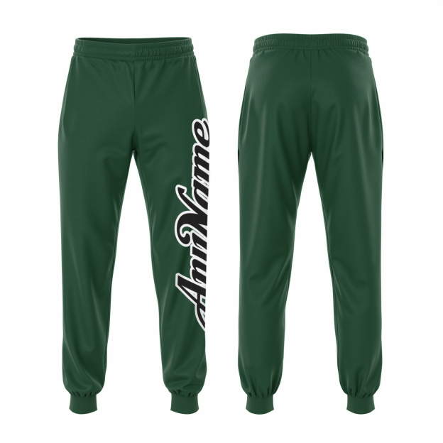 Custom Midnight Green & Black/White Fleece Jogger Sweatpants