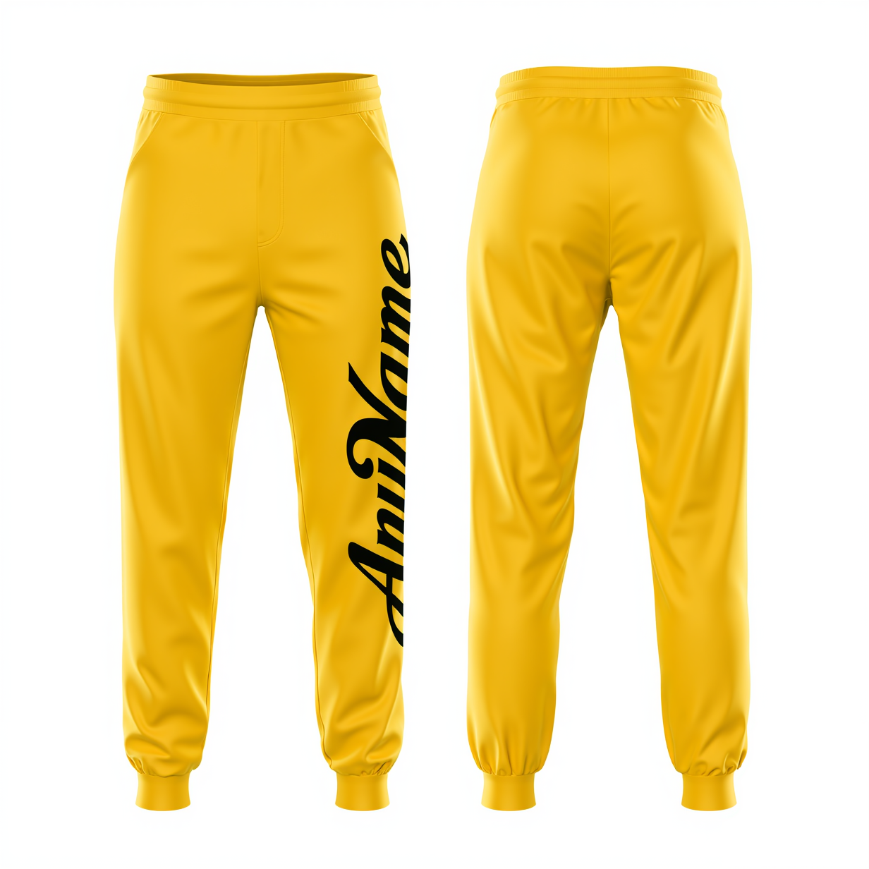 Custom Yellow & Black Fleece Jogger Sweatpants