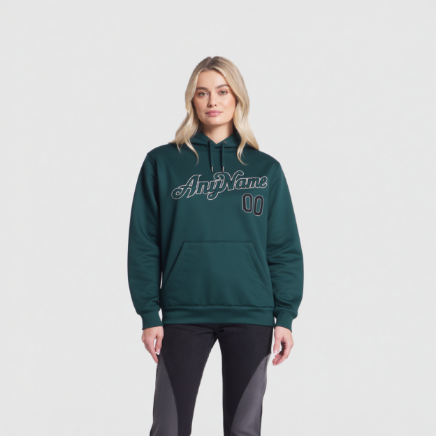Custom Midnight Green & Black/Grey Pullover Sports Sweatshirt Hoodie