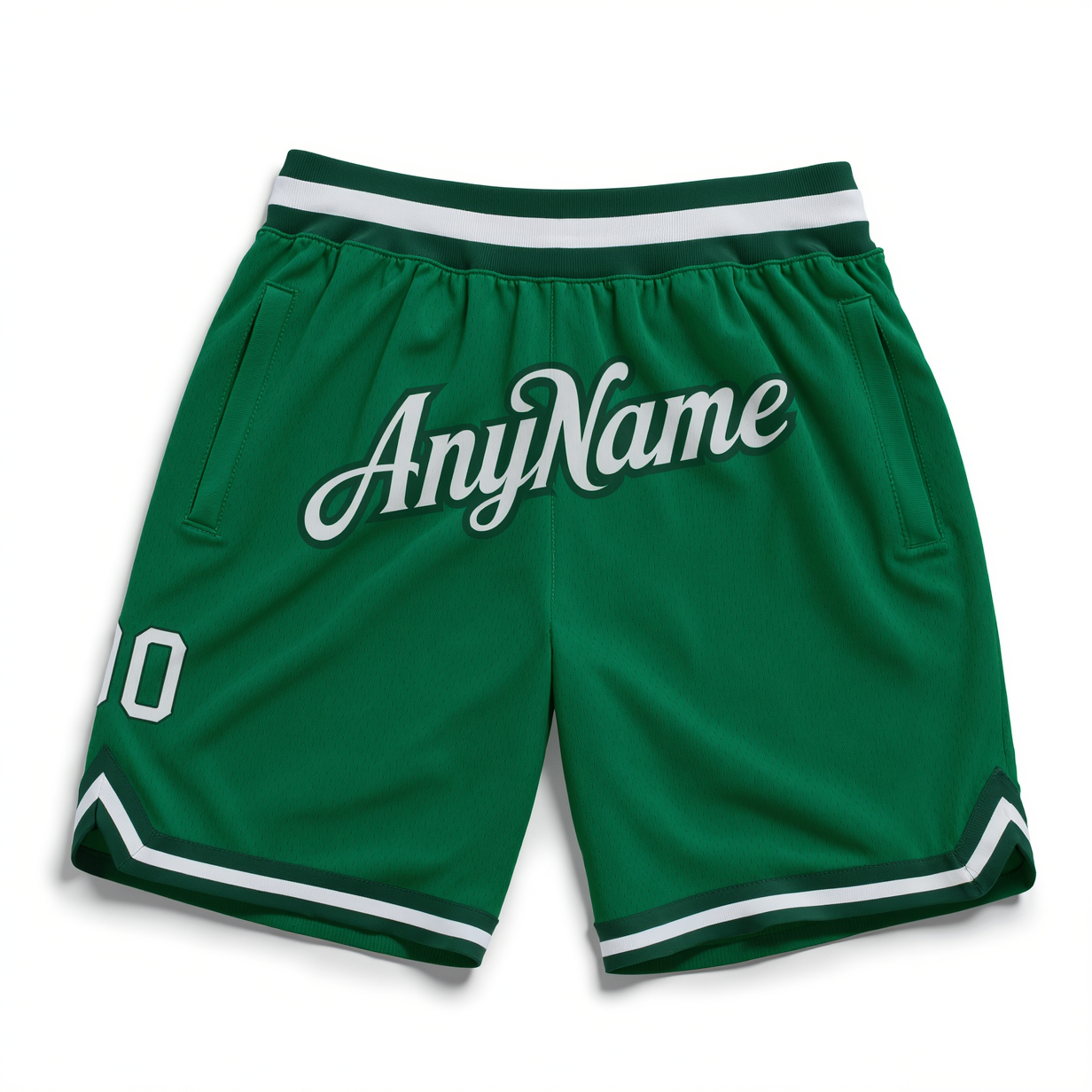 Custom Green & White Throwback Shorts