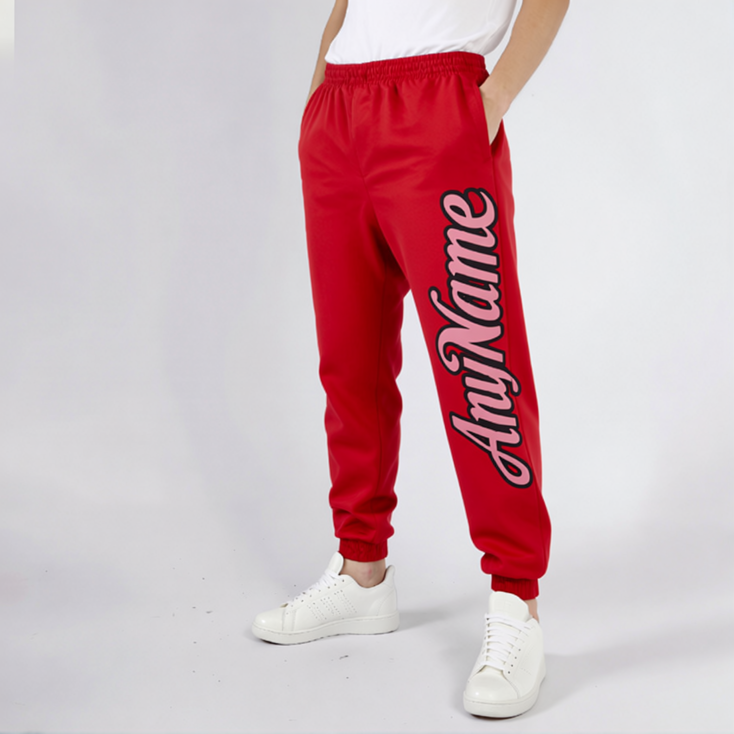 Custom Red & Pink/Black Fleece Jogger Sweatpants