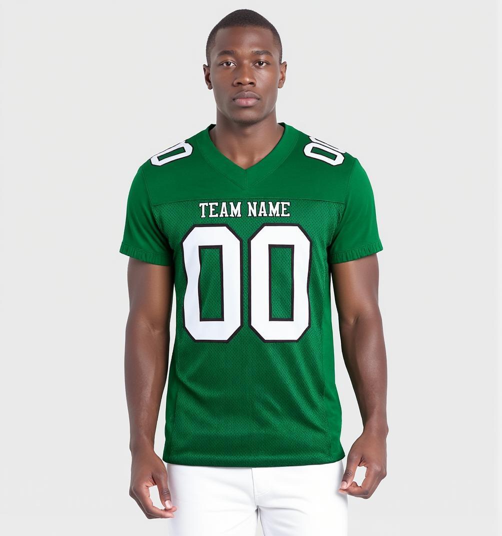Custom Kelly Green & White/Black Football Jersey