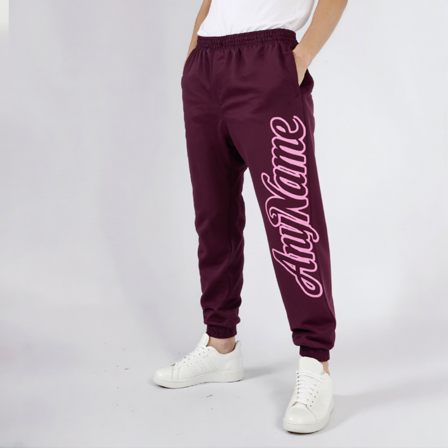 Custom Burgundy & Pink Fleece Jogger Sweatpants