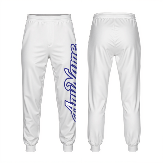 Custom White & Royal Fleece Jogger Sweatpants