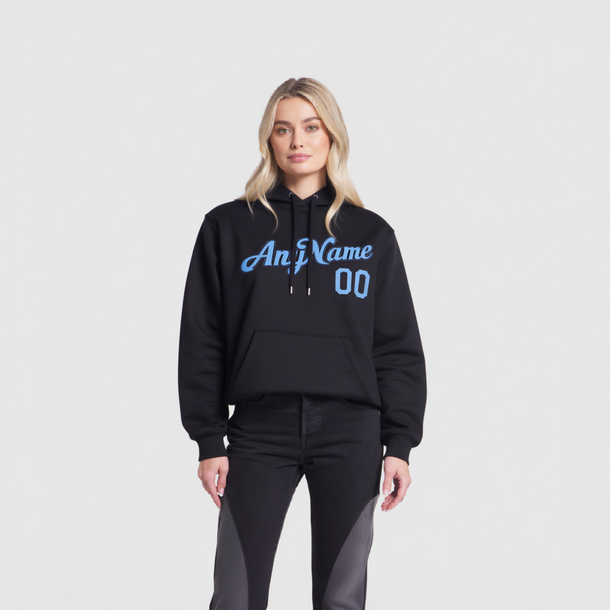 Custom Black & Blue Pullover Sports Sweatshirt Hoodie