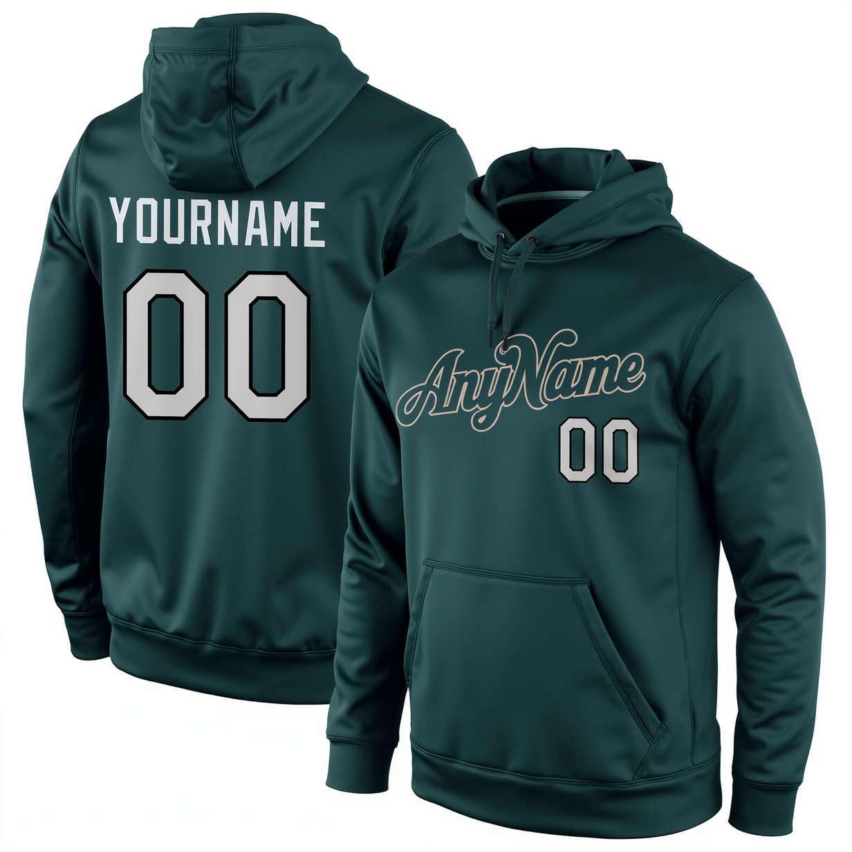 Custom Midnight Green & Grey/Black Pullover Sports Sweatshirt Hoodie