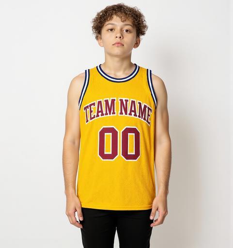 Custom Yellow & Burgundy/White Basketball Throwback Jersey