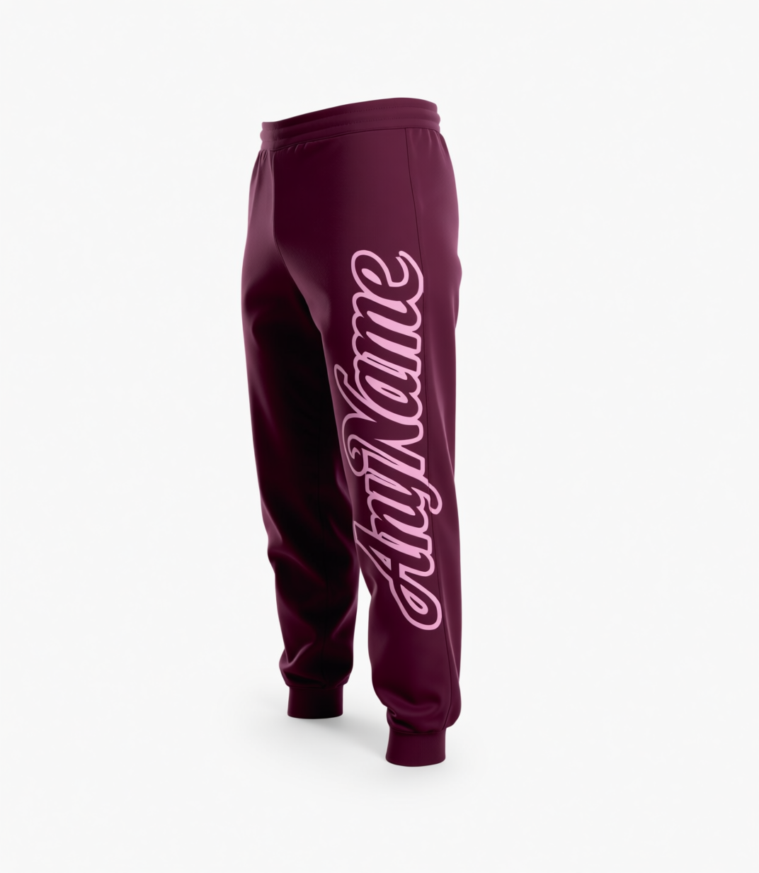 Custom Burgundy & Pink Fleece Jogger Sweatpants