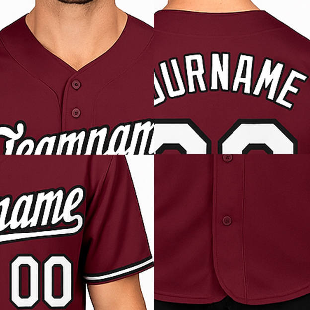 Custom Burgundy & White/Black Baseball Jersey