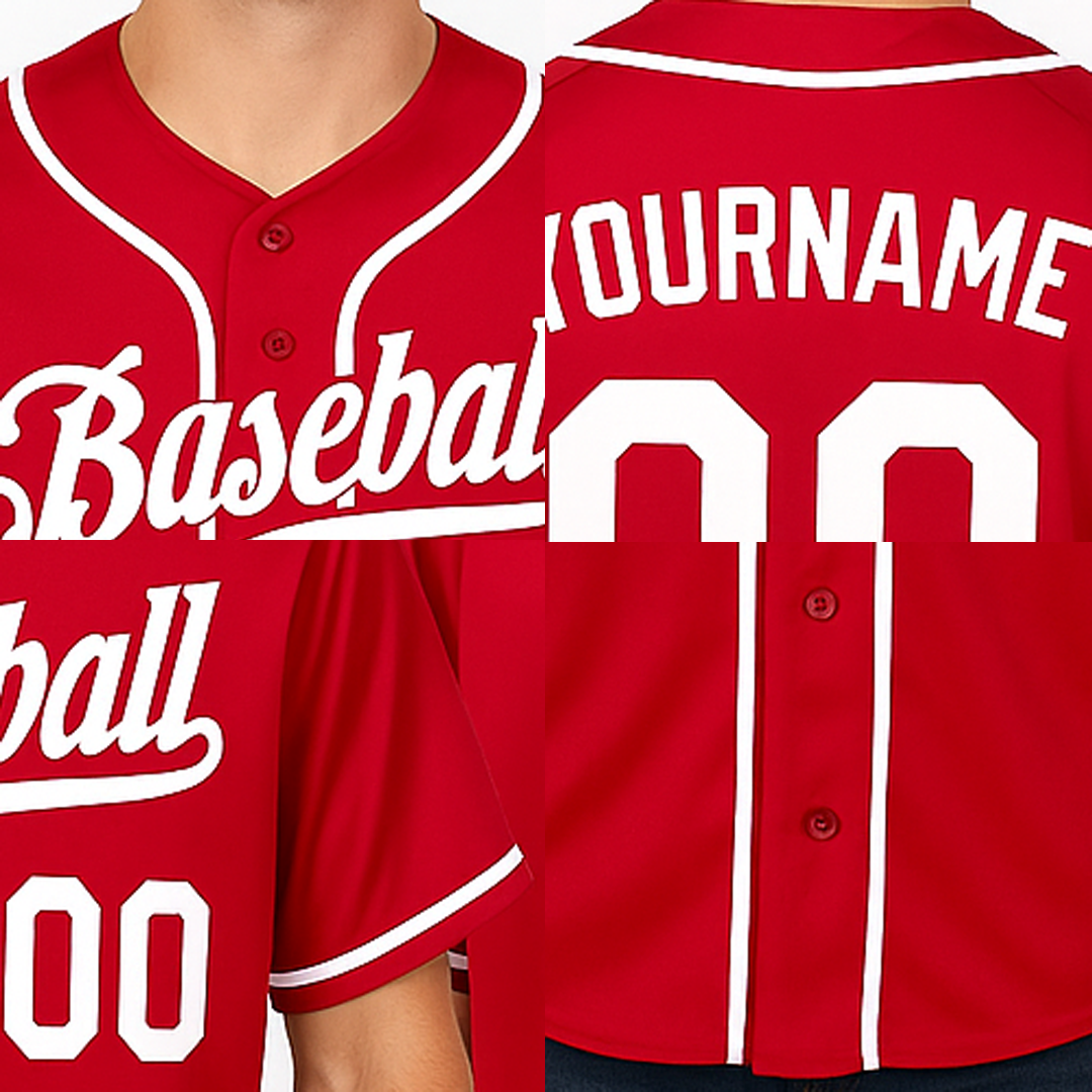 Custom Red & White Baseball Jersey