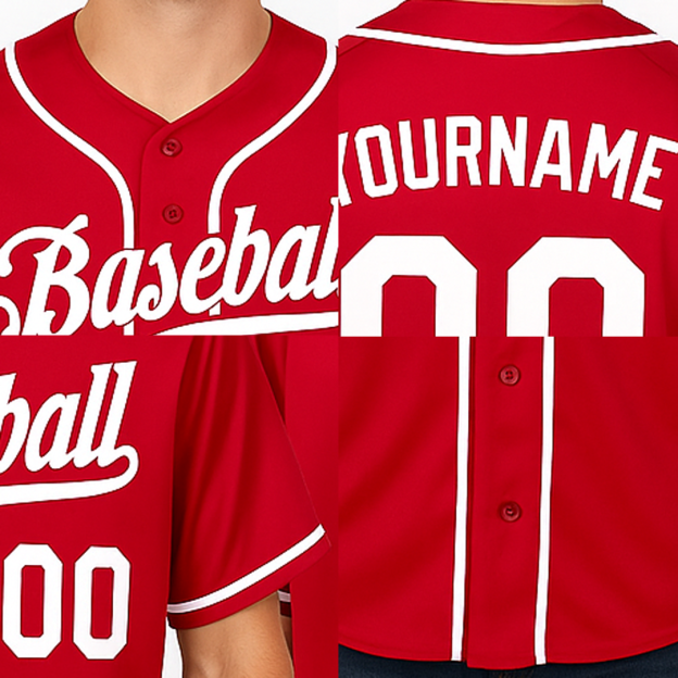 Custom Red & White Baseball Jersey