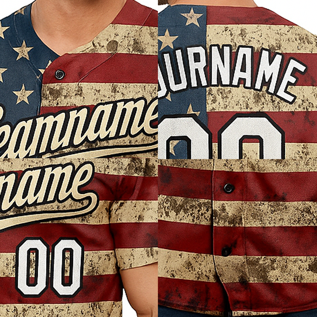 Custom White & Red/Navy 3D Flag Fashion Baseball Jersey