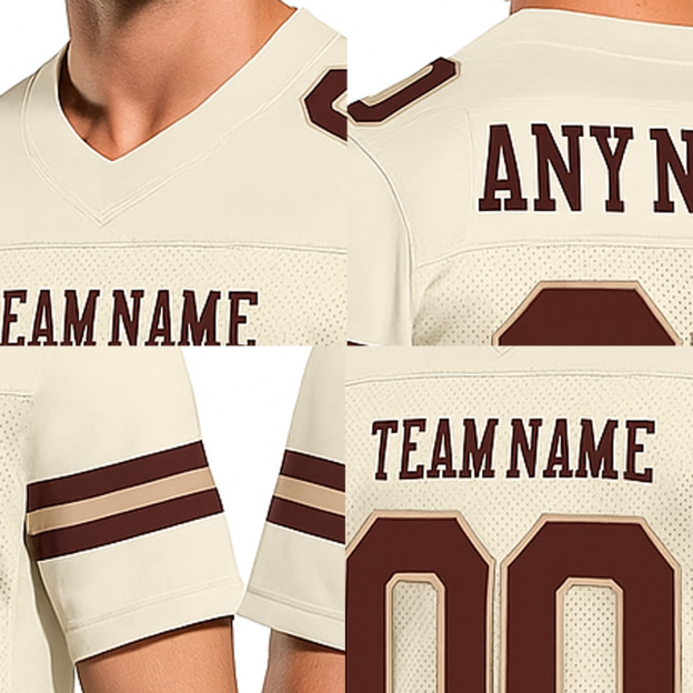 Custom Cream & Burgundy Football Jersey