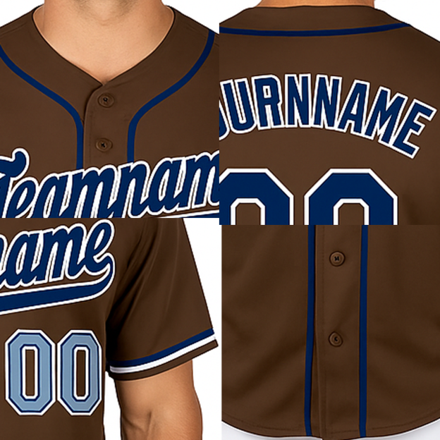 Custom Brown & Royal/White Baseball Jersey