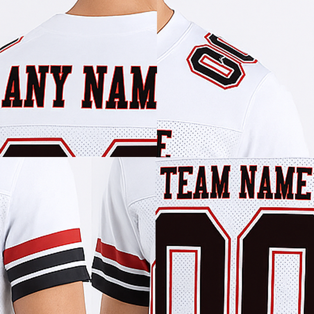 Custom White & Black/Red Throwback Football Jersey