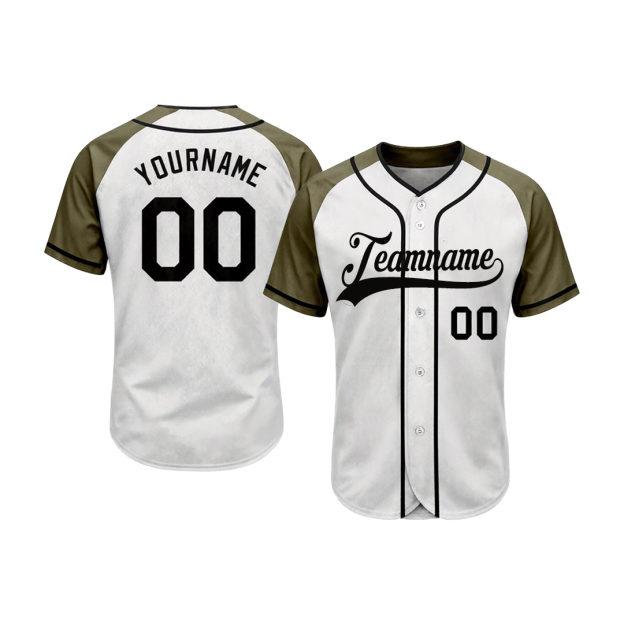 Custom White & Olive-Black Baseball Jersey