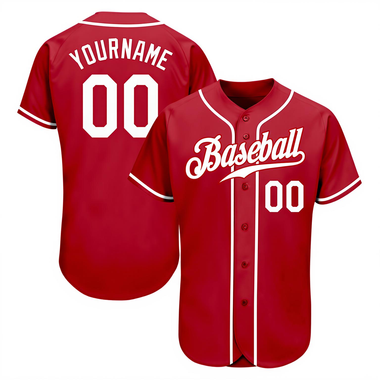 Custom Red & White Baseball Jersey