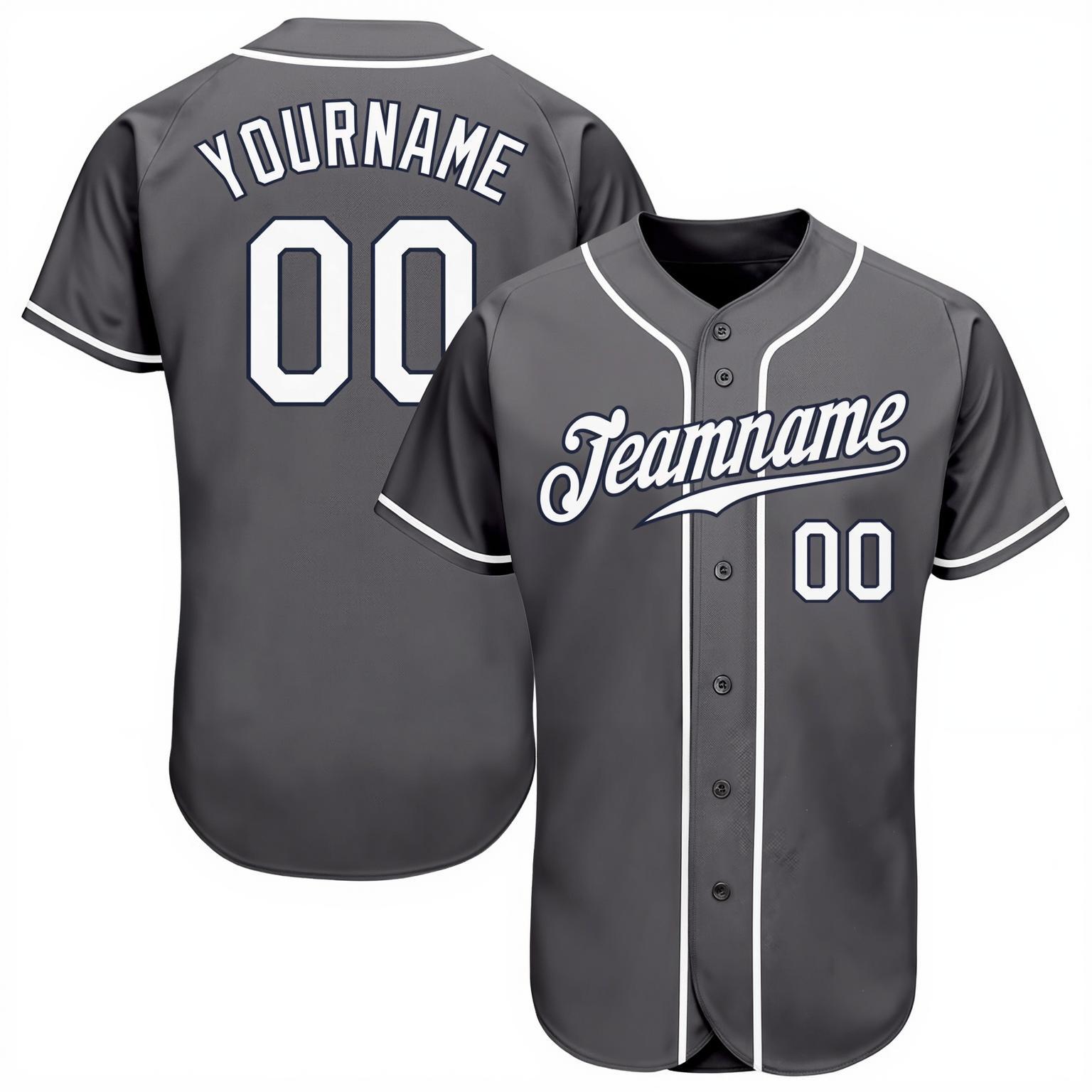 Custom Grey & White/Black Baseball Jersey