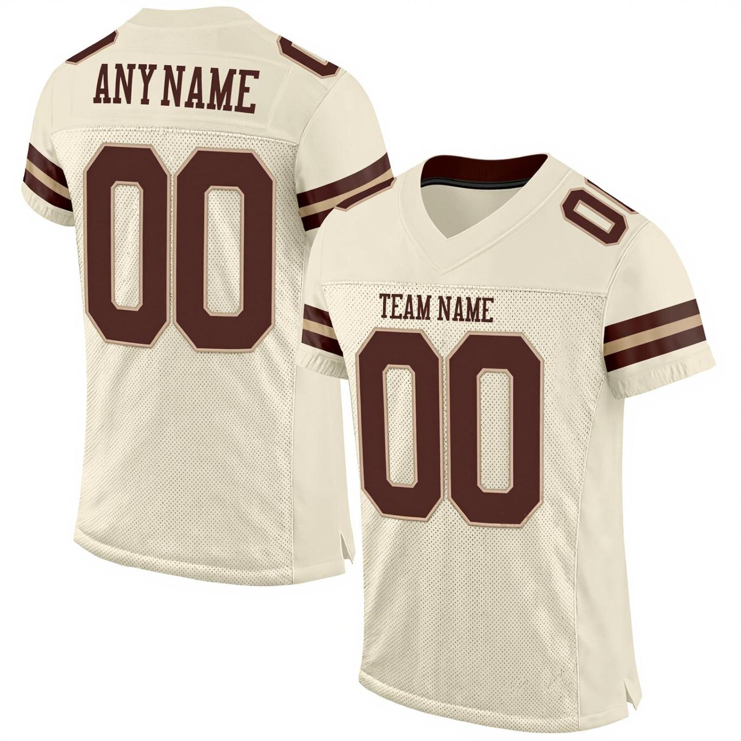 Custom Cream & Burgundy Football Jersey