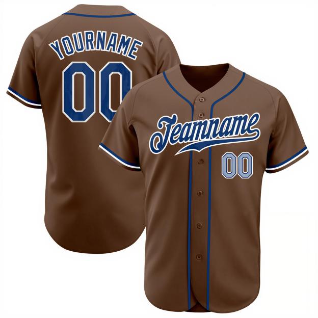 Custom Brown & Royal/White Baseball Jersey