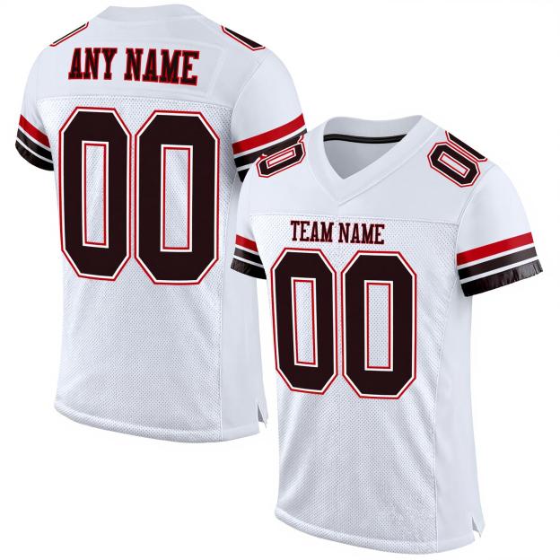 Custom White & Black/Red Throwback Football Jersey