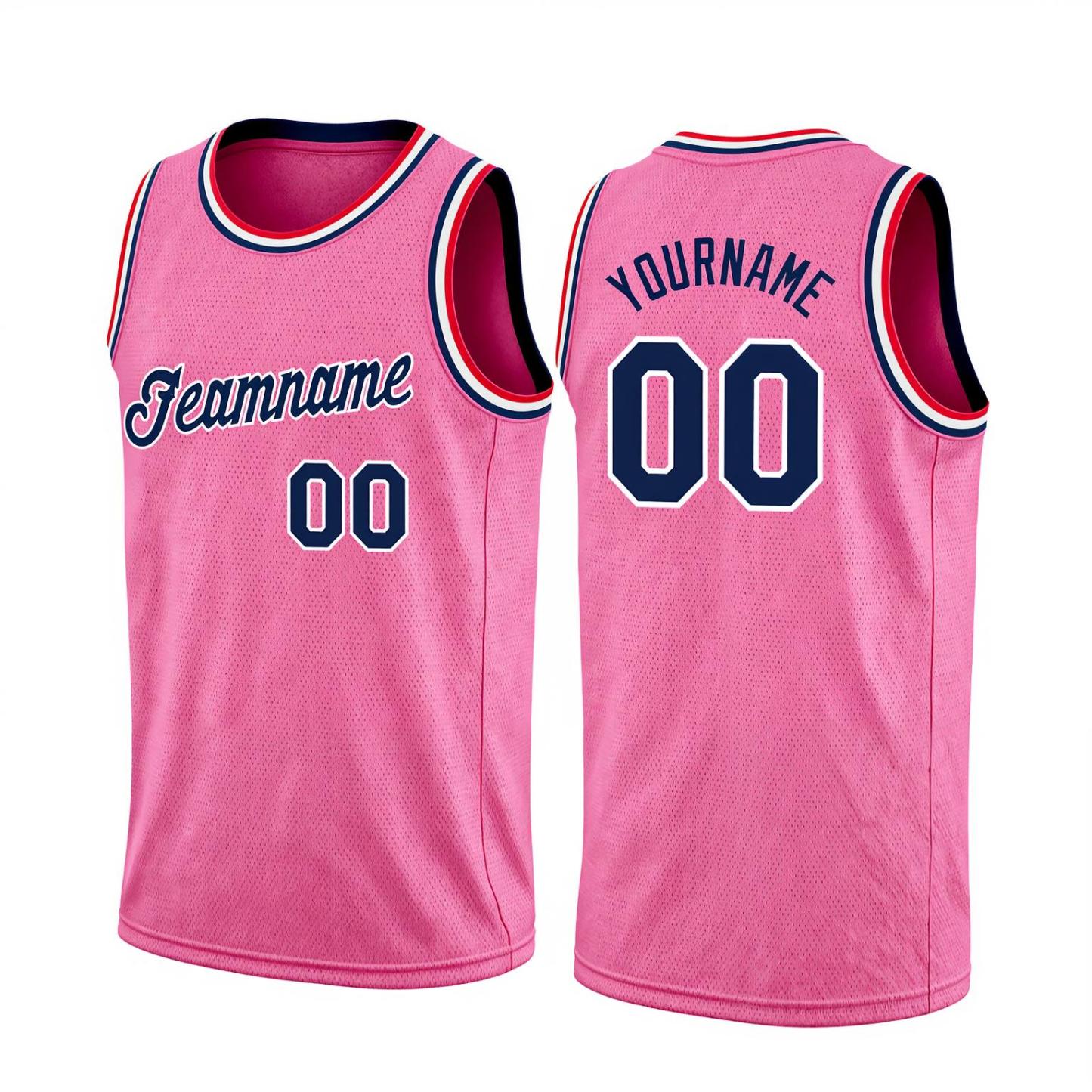 Custom Pink & Navy/White Basketball City Edition Jersey