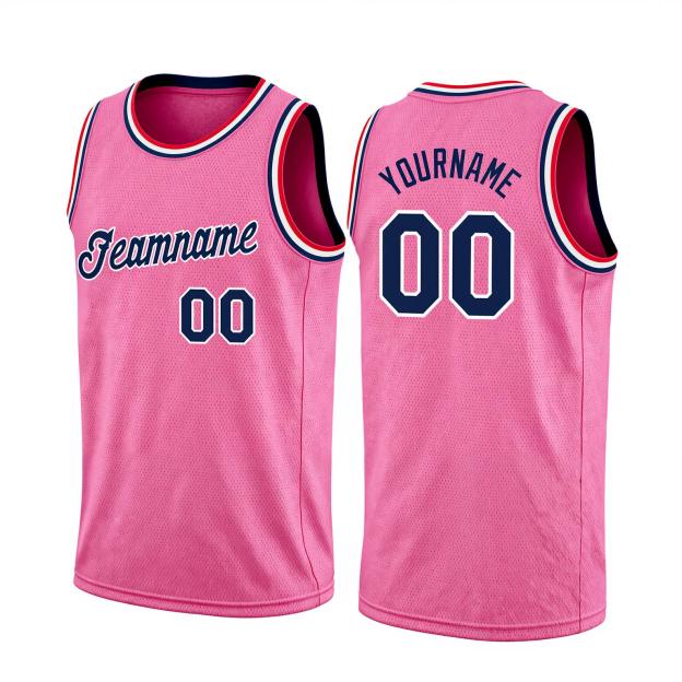 Custom Pink & Navy/White Basketball City Edition Jersey