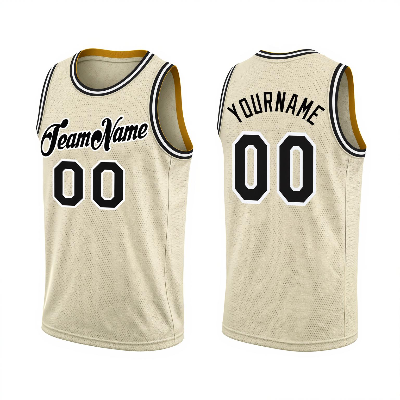Custom Cream & Black/White Basketball City Edition Jersey