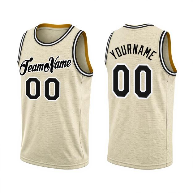 Custom Cream & Black/White Basketball City Edition Jersey