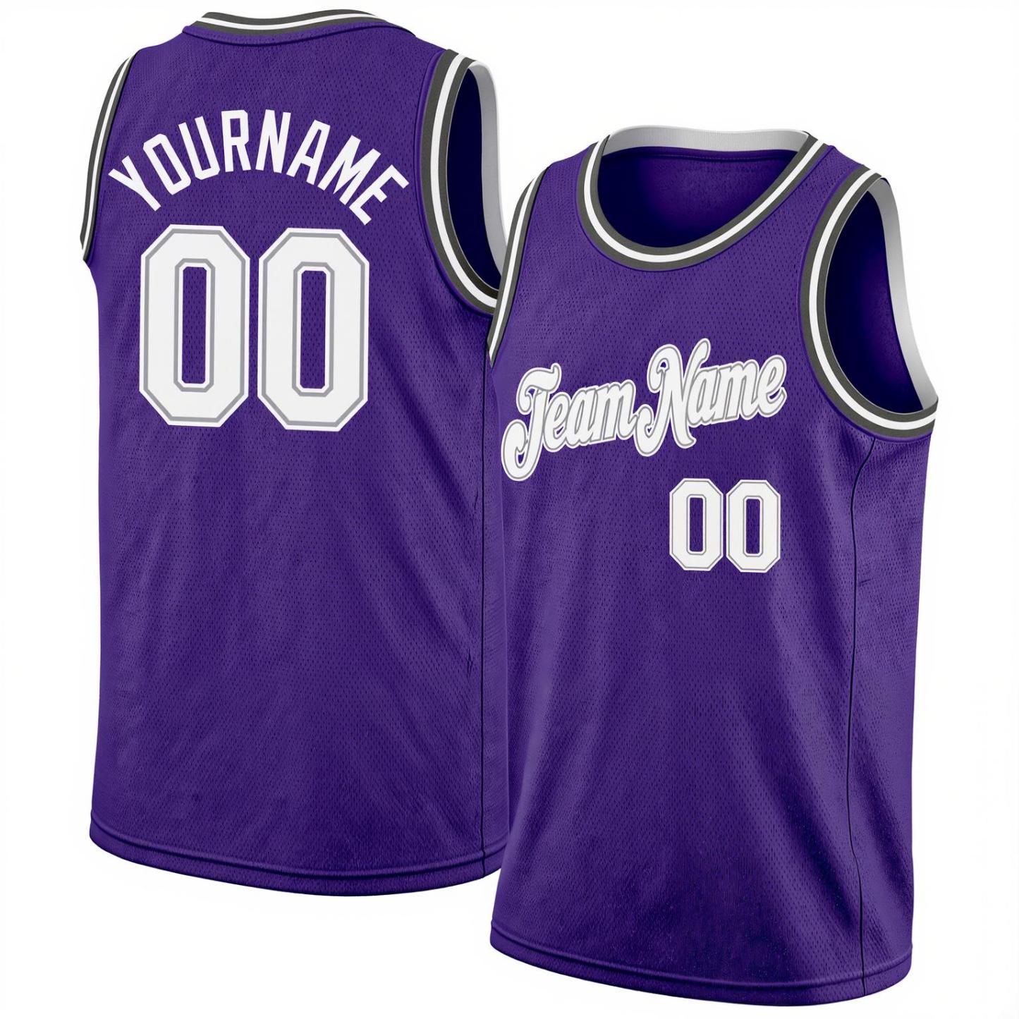 Custom Purple & White/Black Basketball City Edition Jersey