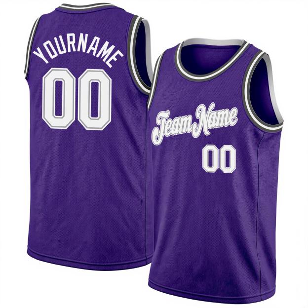 Custom Purple & White/Black Basketball City Edition Jersey