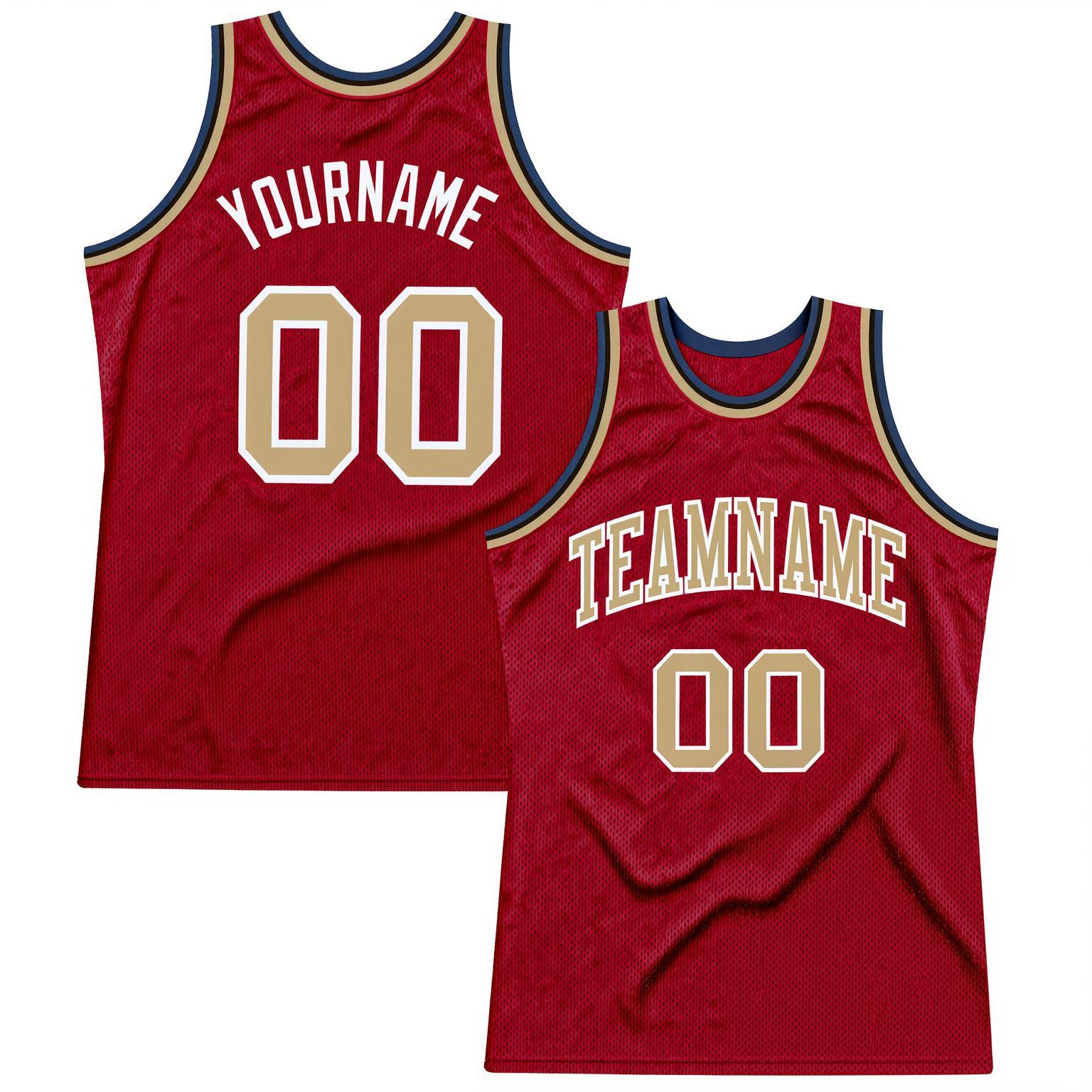 Custom Red & Beige/White Basketball Throwback Jersey