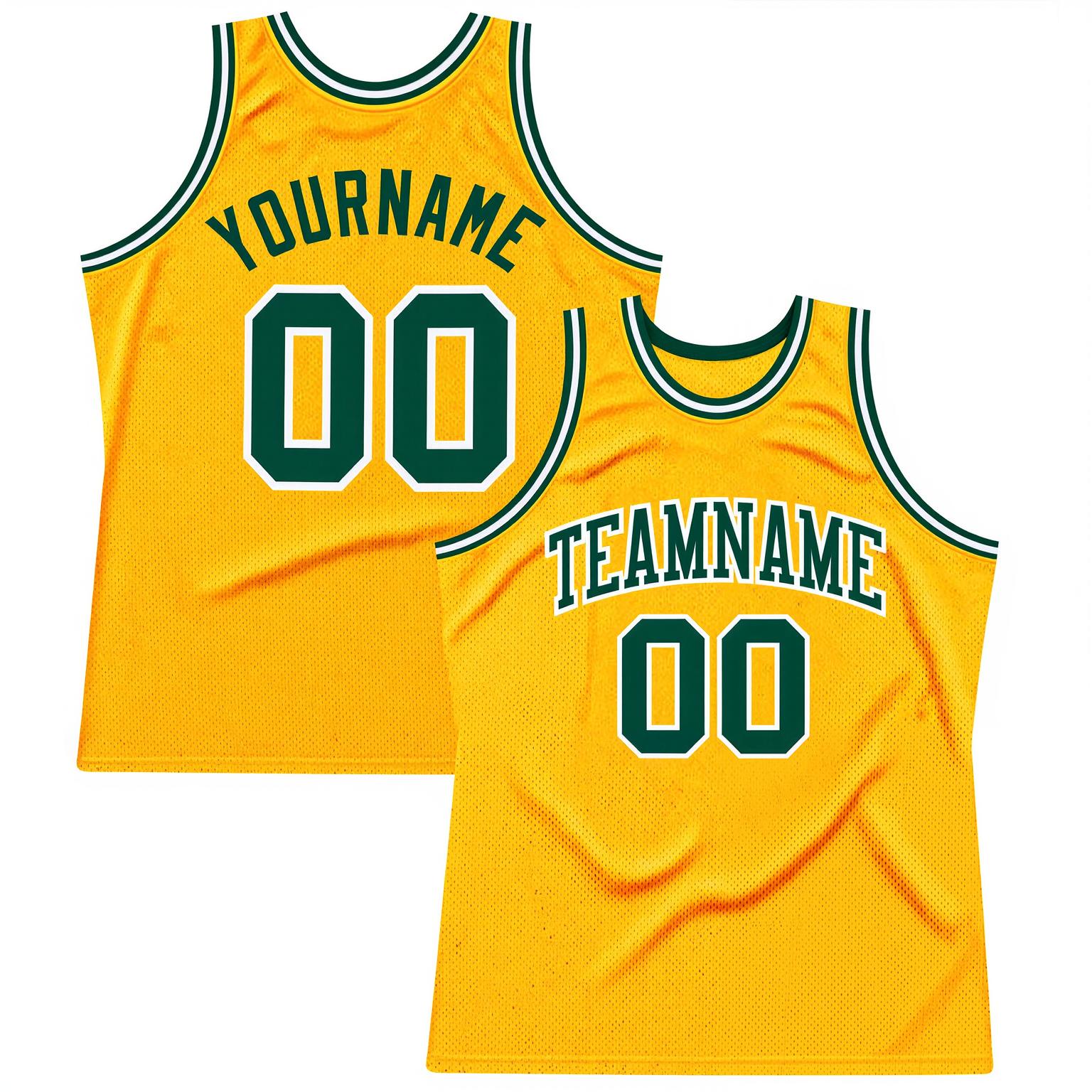 Custom Yellow & Green/White Basketball Throwback Jersey