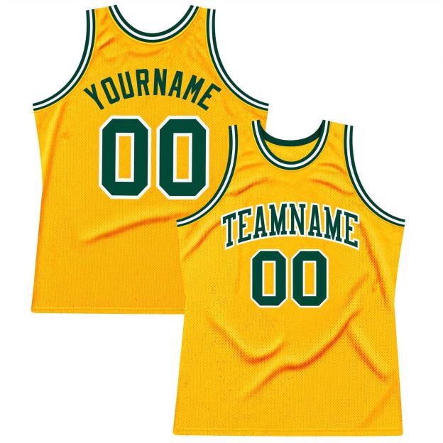 Custom Yellow & Green/White Basketball Throwback Jersey
