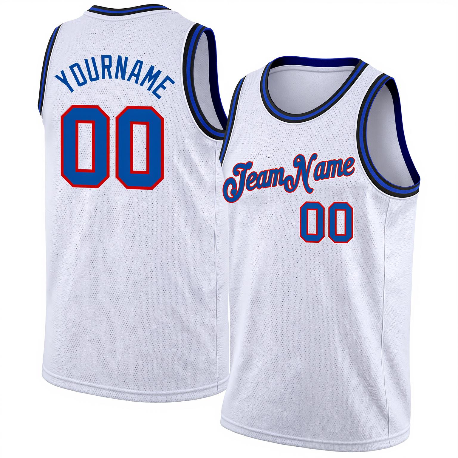 Custom White & Royal/Red Basketball City Edition Jersey