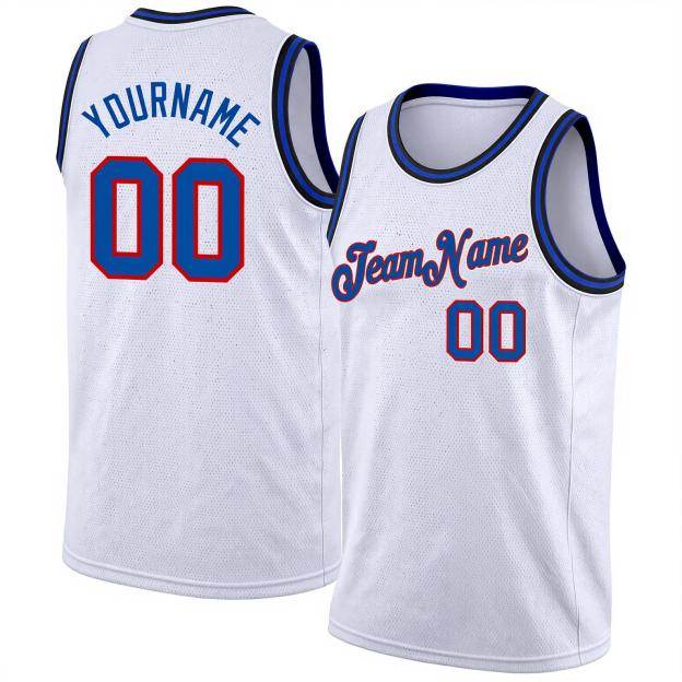 Custom White & Royal/Red Basketball City Edition Jersey