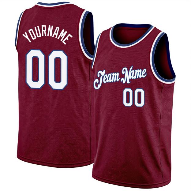 Custom Burgundy & White/Navy Basketball City Edition Jersey