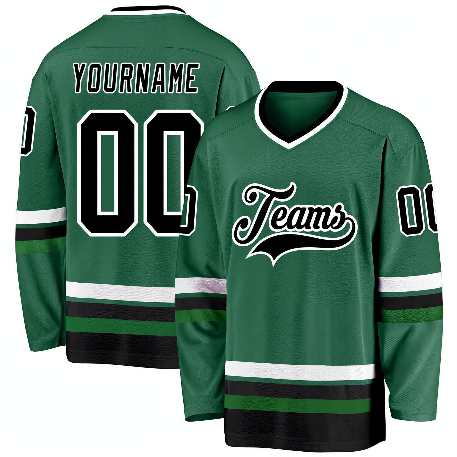 Custom Midnight Green & Black/White Hockey Jersey