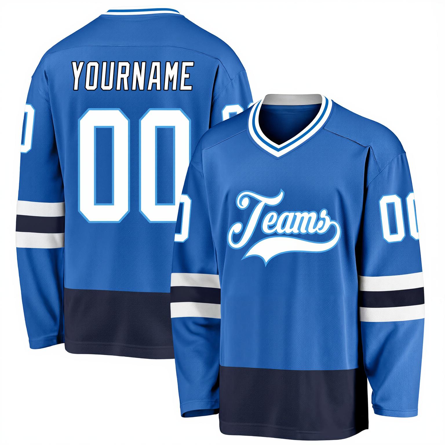 Custom Royal Blue & White Hockey Jersey