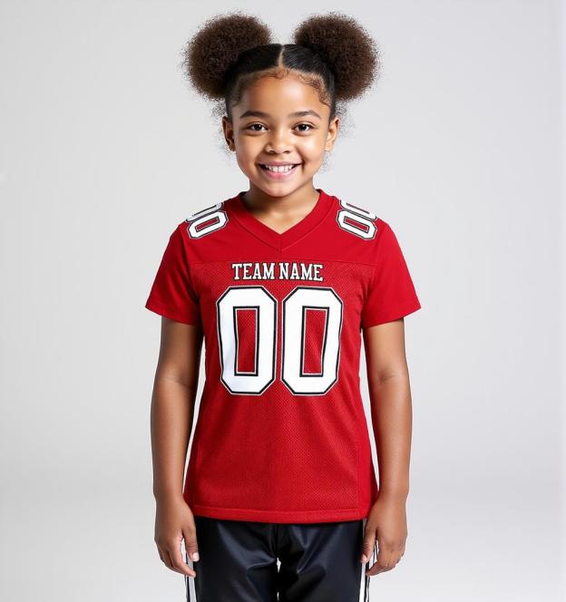 Custom Red & White/Black Football Jersey