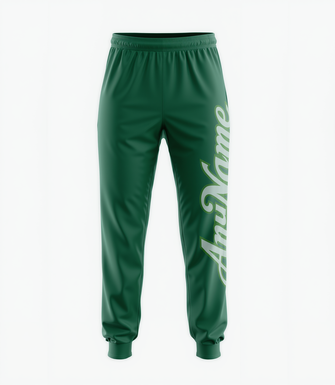 Custom Green & White Fleece Jogger Sweatpants
