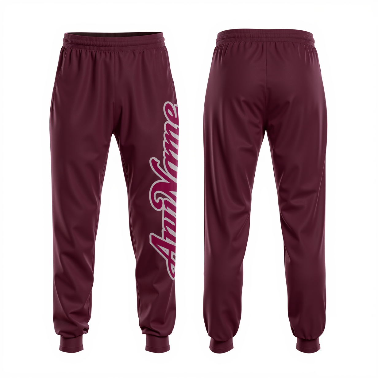 Custom Burgundy & Grey Fleece Jogger Sweatpants