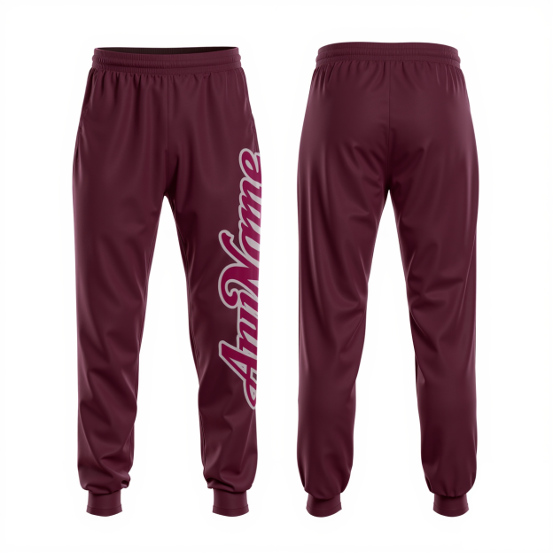 Custom Burgundy & Grey Fleece Jogger Sweatpants