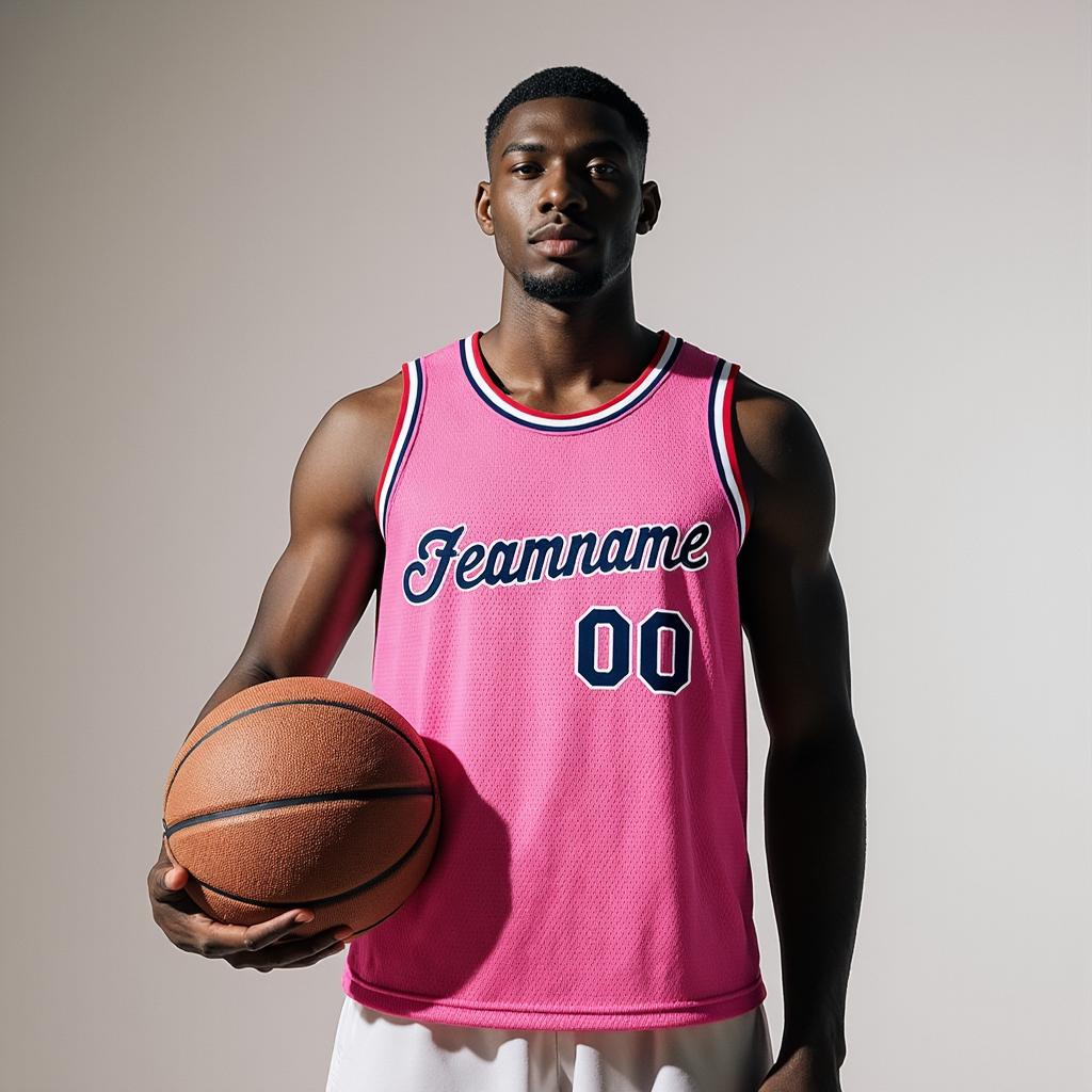 Custom Pink & Navy/White Basketball City Edition Jersey