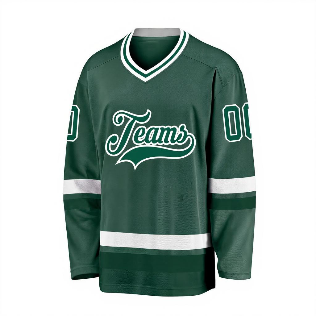 Custom Midnight Green & White Hockey Jersey