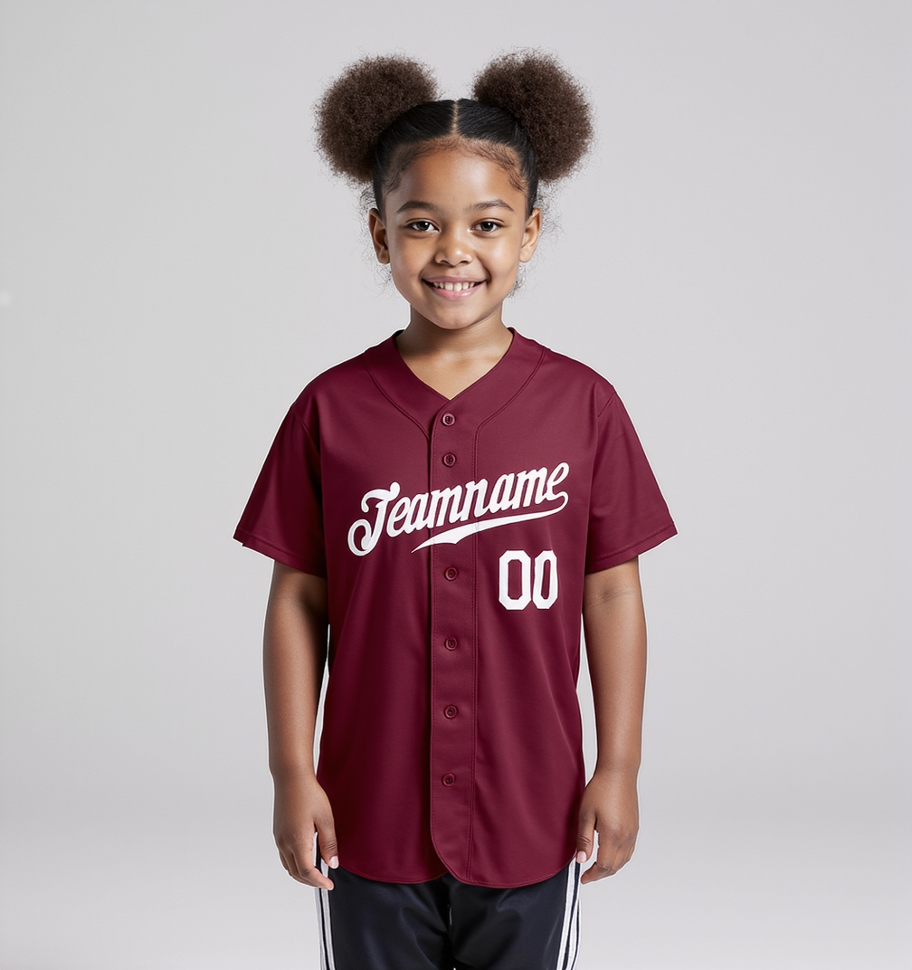 Custom Burgundy & White Baseball Jersey