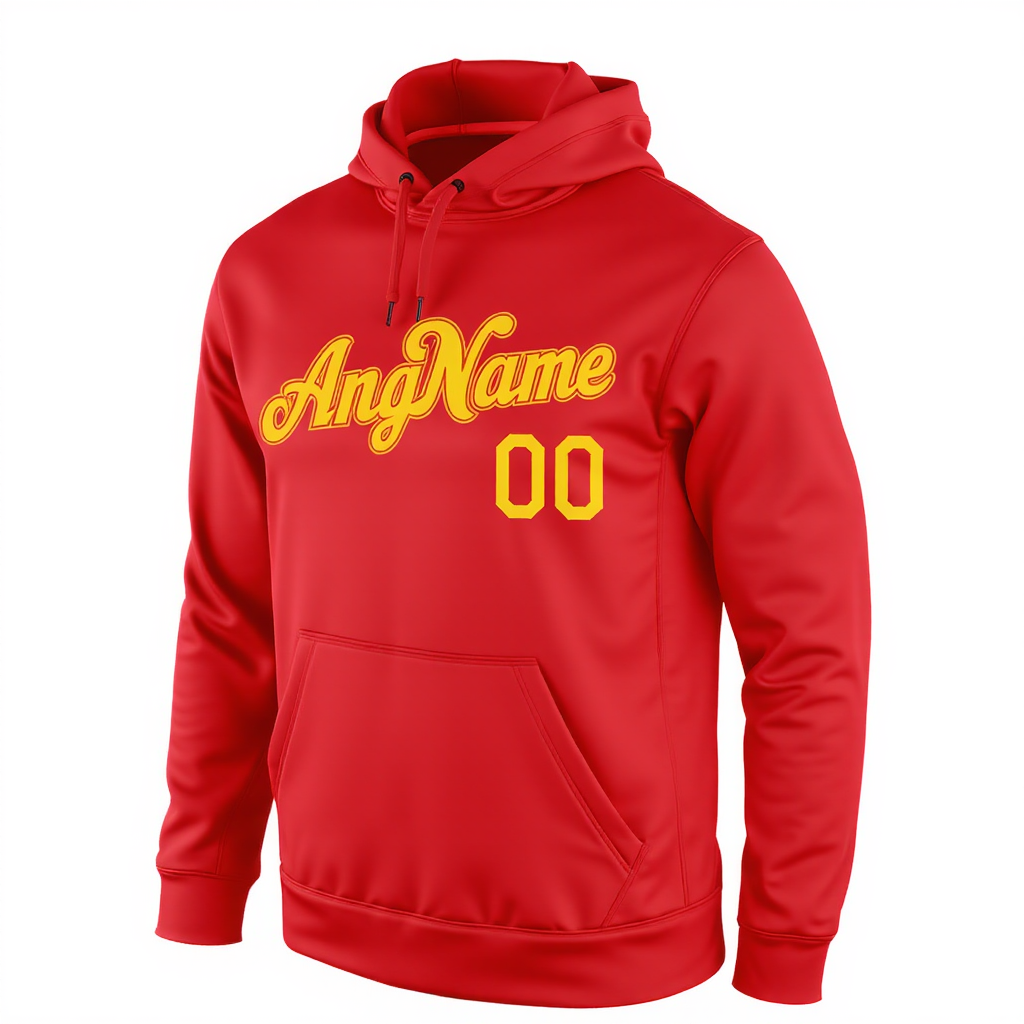 Custom Red & Yellow Pullover Sports Sweatshirt Hoodie