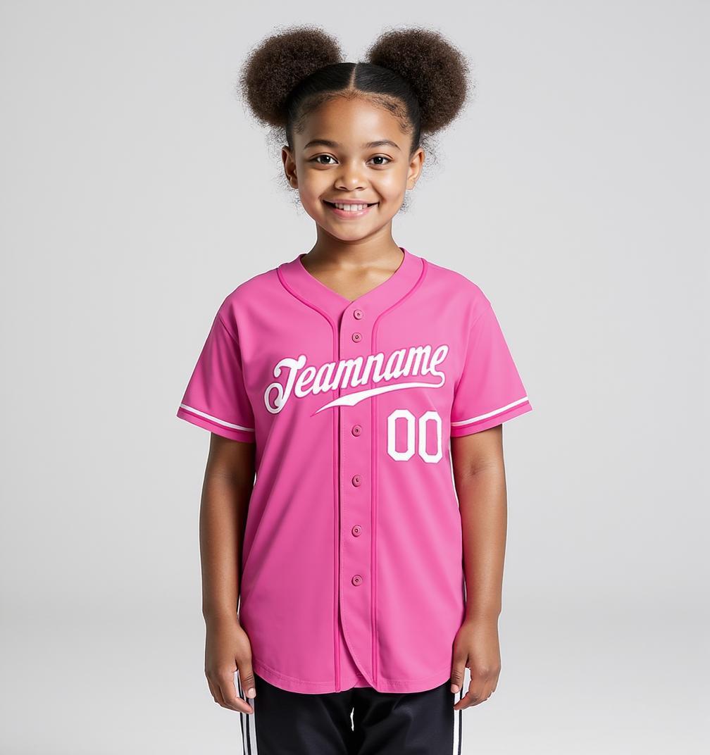 Custom Pink & White Baseball Jersey