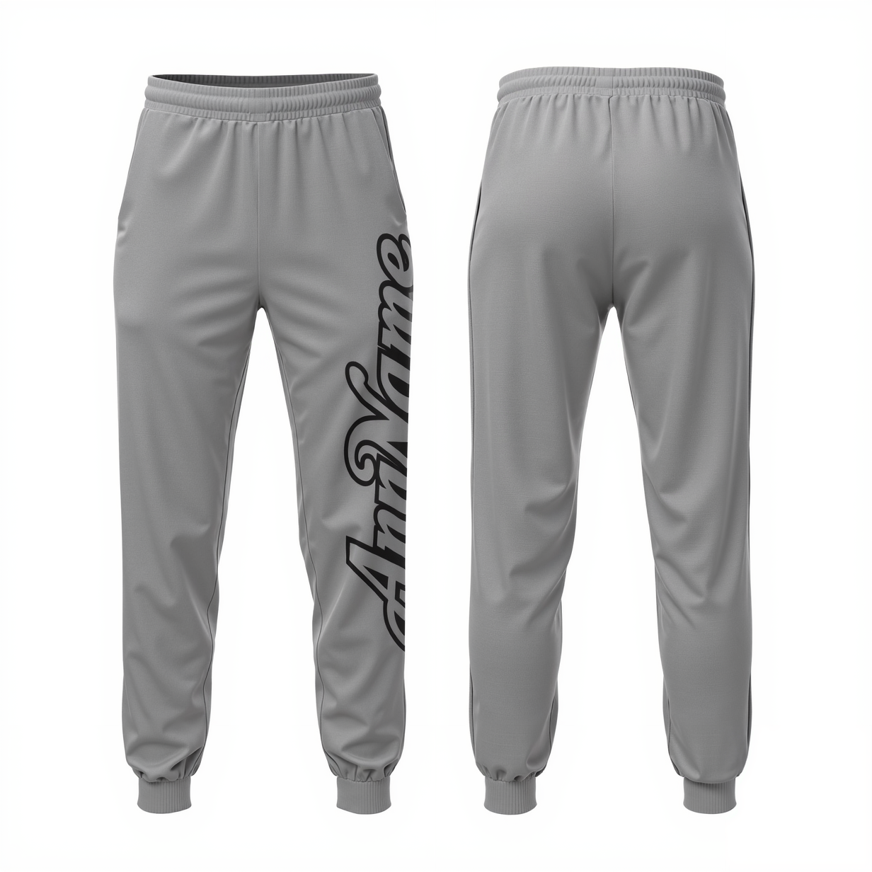Custom Grey & Black Fleece Jogger Sweatpants