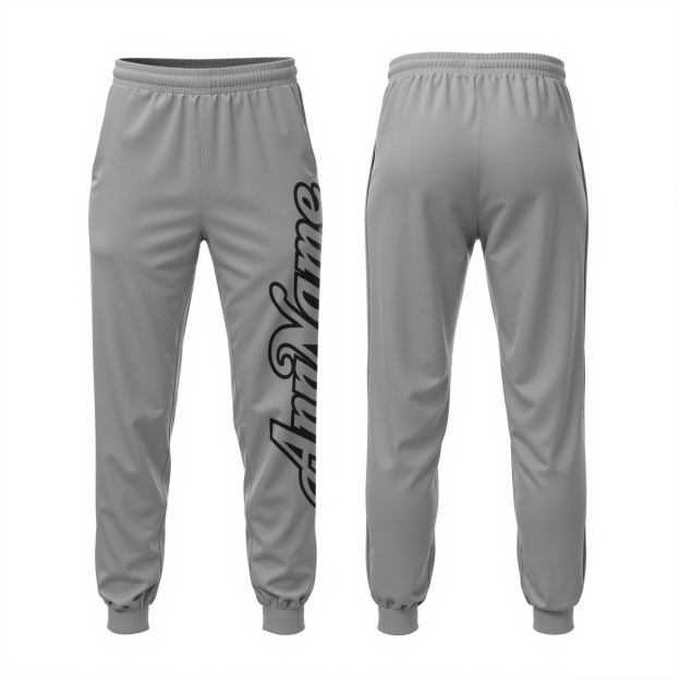Custom Grey & Black Fleece Jogger Sweatpants